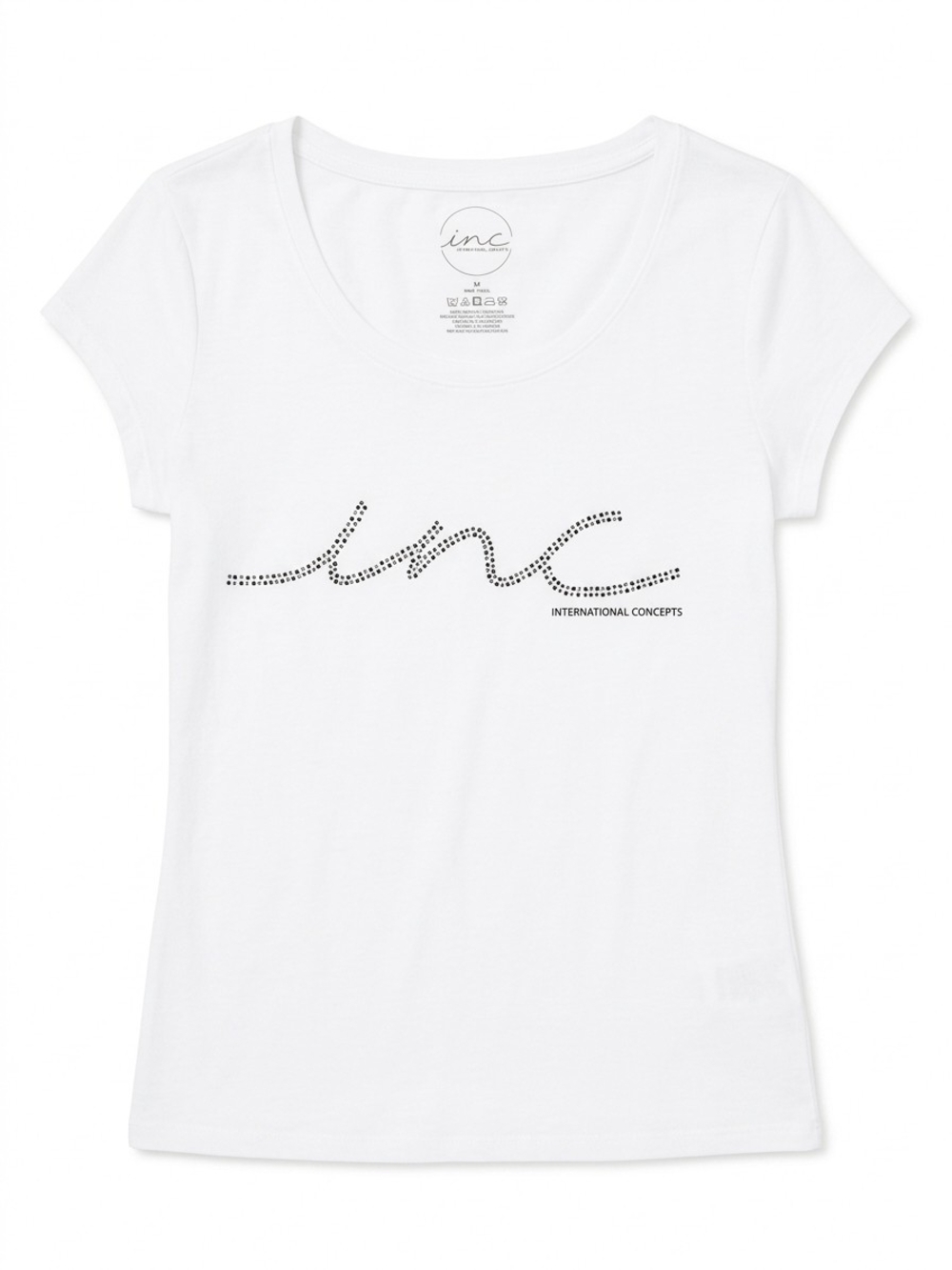 INC International Concepts White Tee with Script Stud Logo